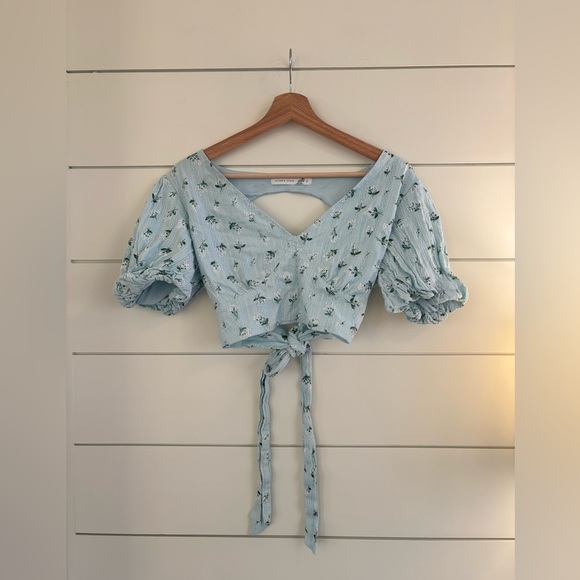 Altar'd State Tops - Altar’d State Floral Blue Crop Top
